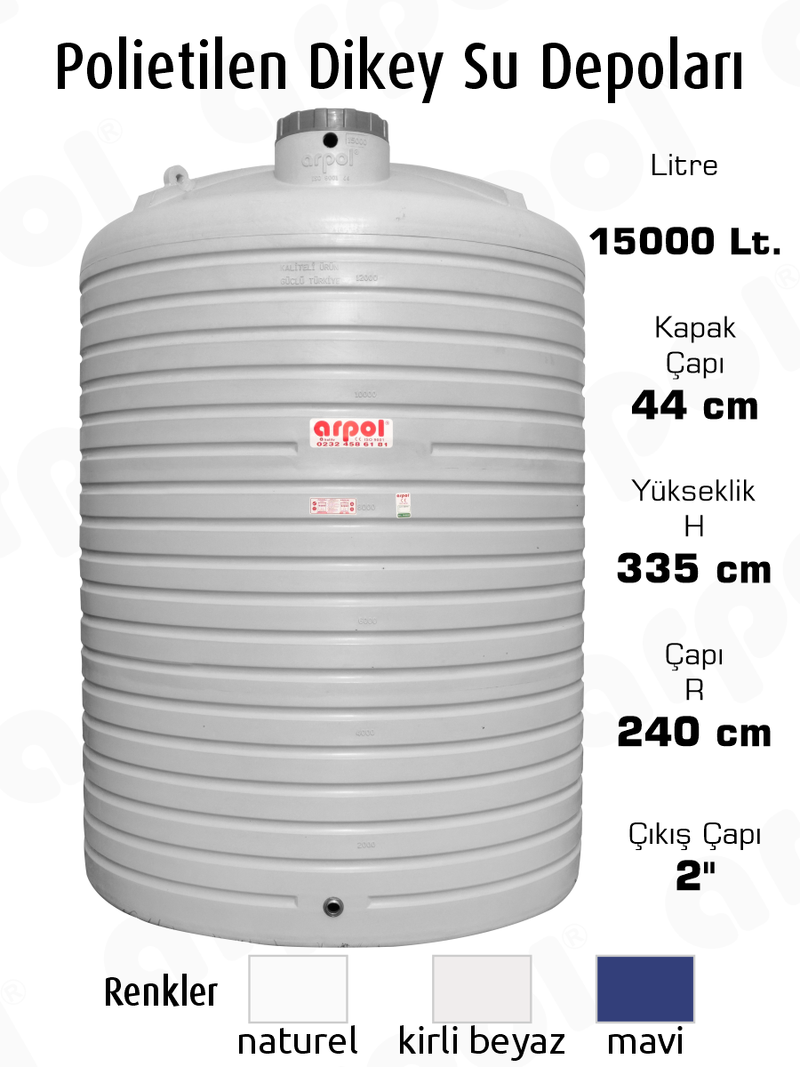 polietilen dikey su depolar� 15000 lt